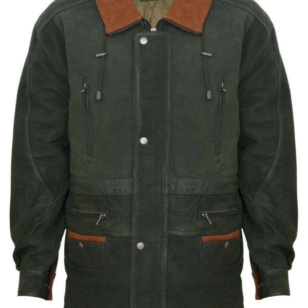 Mens 3/4 Nubuck Leather Parka Coat-Farnham