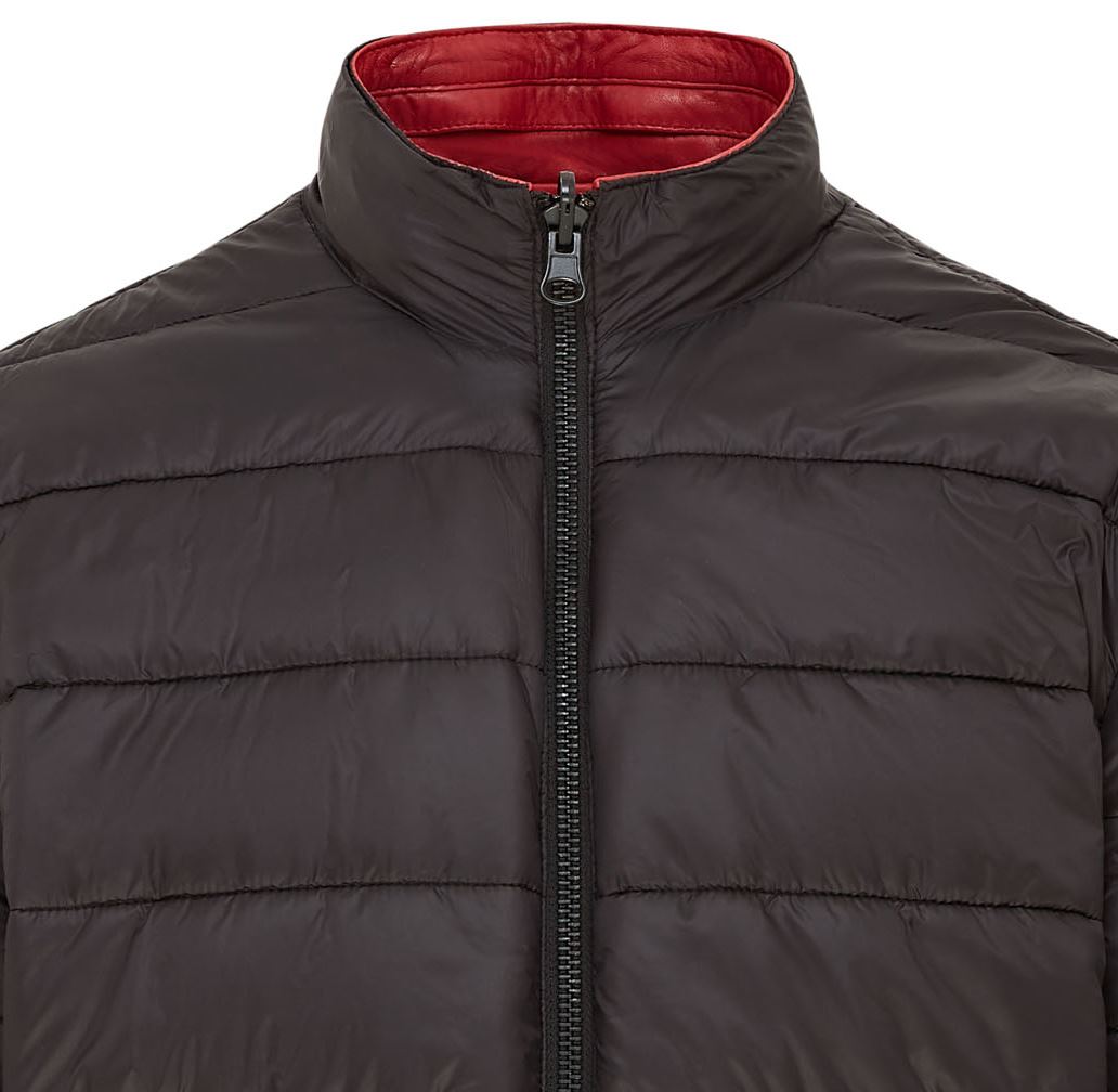 Mens Hooded Reversible Bomber Leather Jacket - Raufoss - Image 26