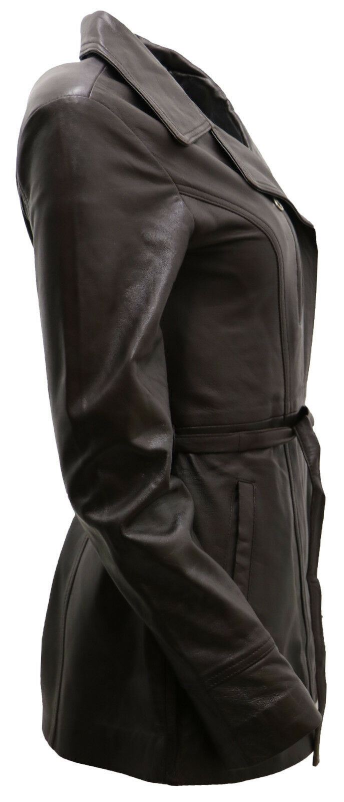 Womens Md Length Leather Biker Jacket-Okehampton - Image 2