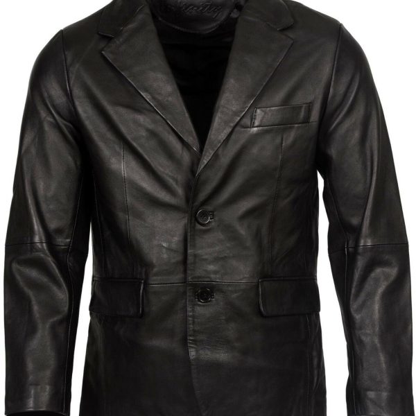 Mens Leather 2 Button Blazer Jacket-Dunwich