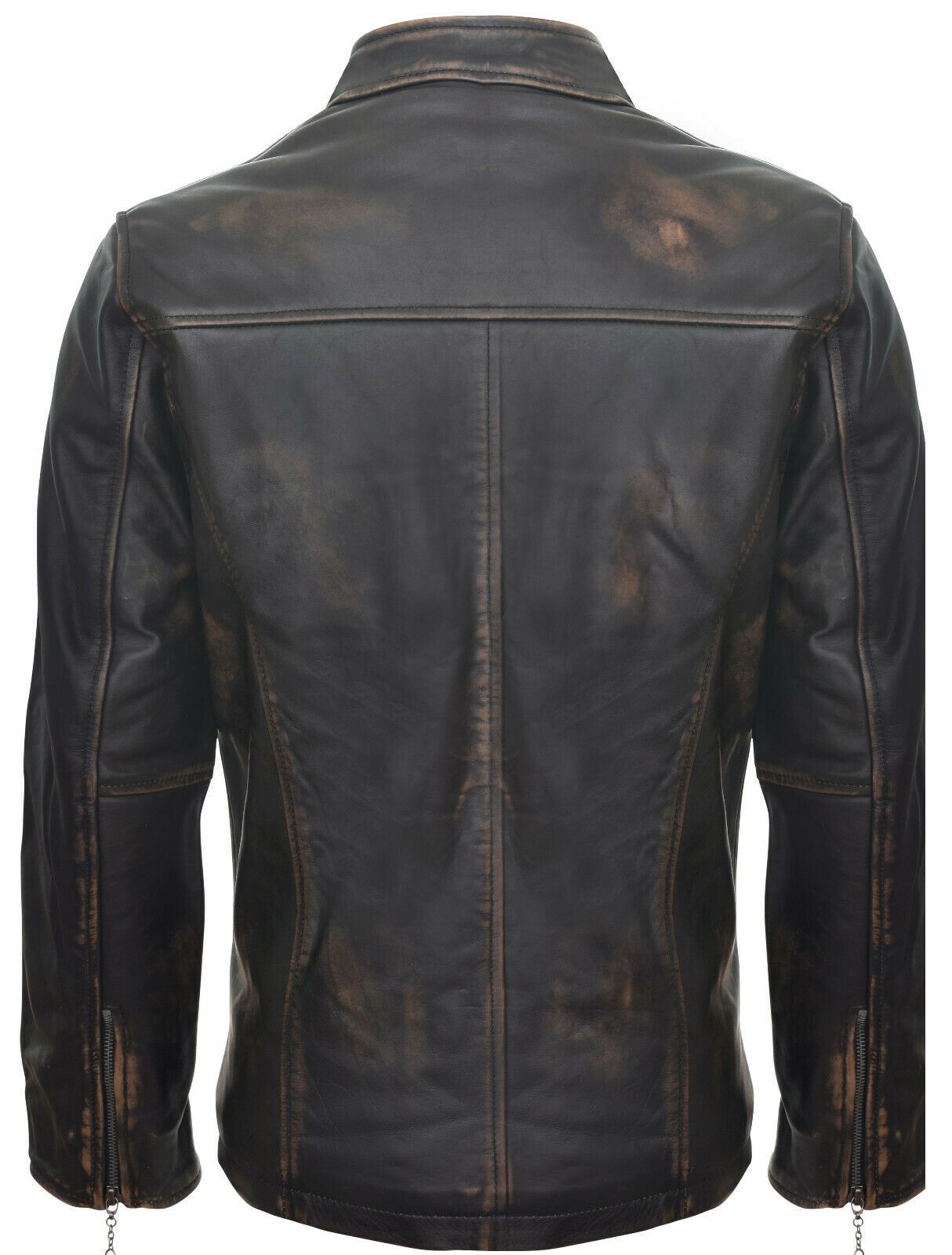 Mens Classic Black Leather Biker Jacket- Southgate - Image 3