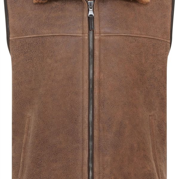 Mens Aviator Shearling Bomber Gilet - Ambler