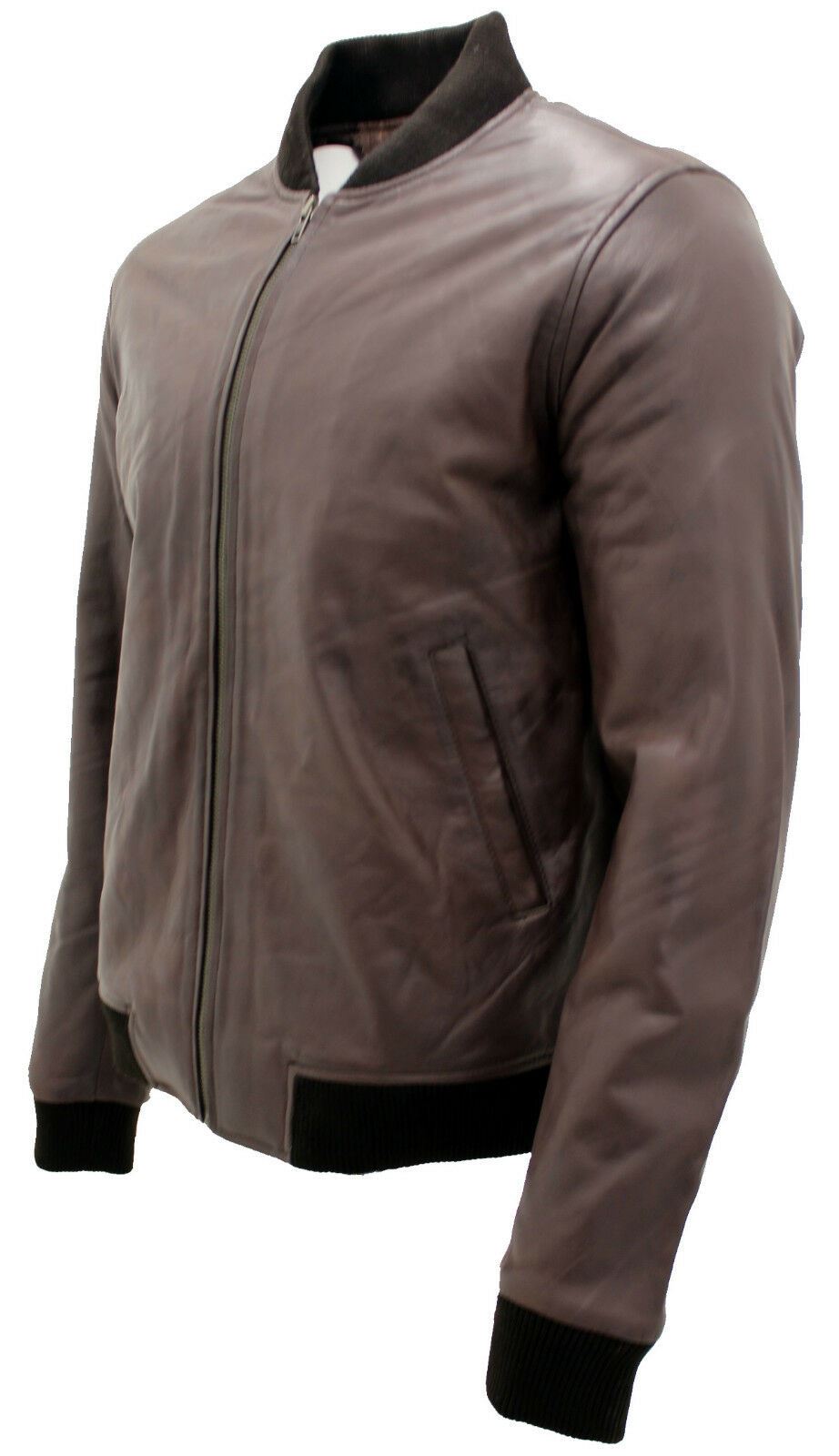 Mens Varsity Leather Bomber Jacket-Camelford - Image 7