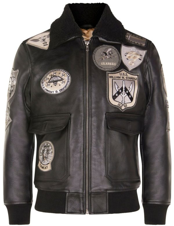 Mens A2 Top Gun  Leather Bomber Jacket-Camborne