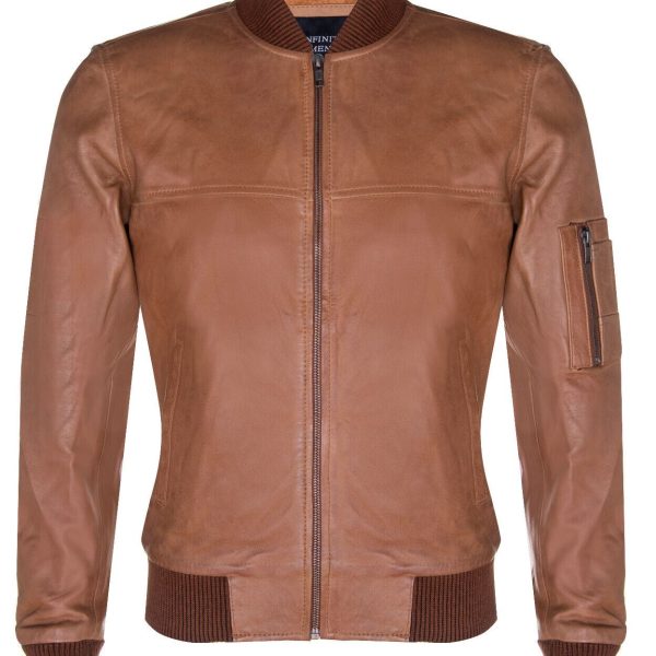 Mens MA-1 Leather Bomber Jacket-Cowes