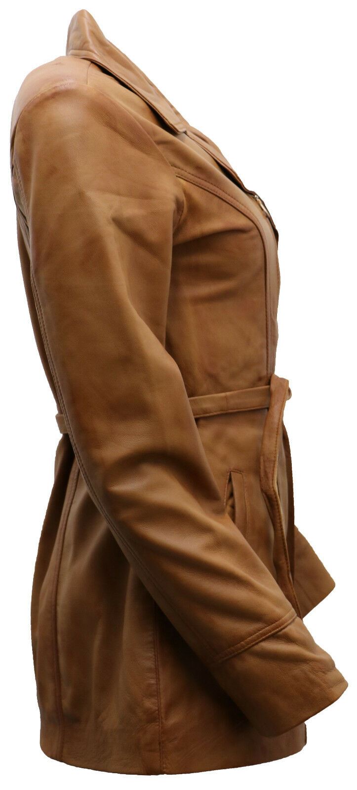Womens Md Length Leather Biker Jacket-Okehampton - Image 6