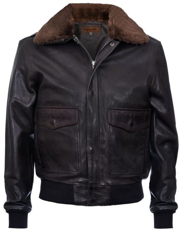 Men's Air Force A2 Brown Leather Bomber Jacket-Callington