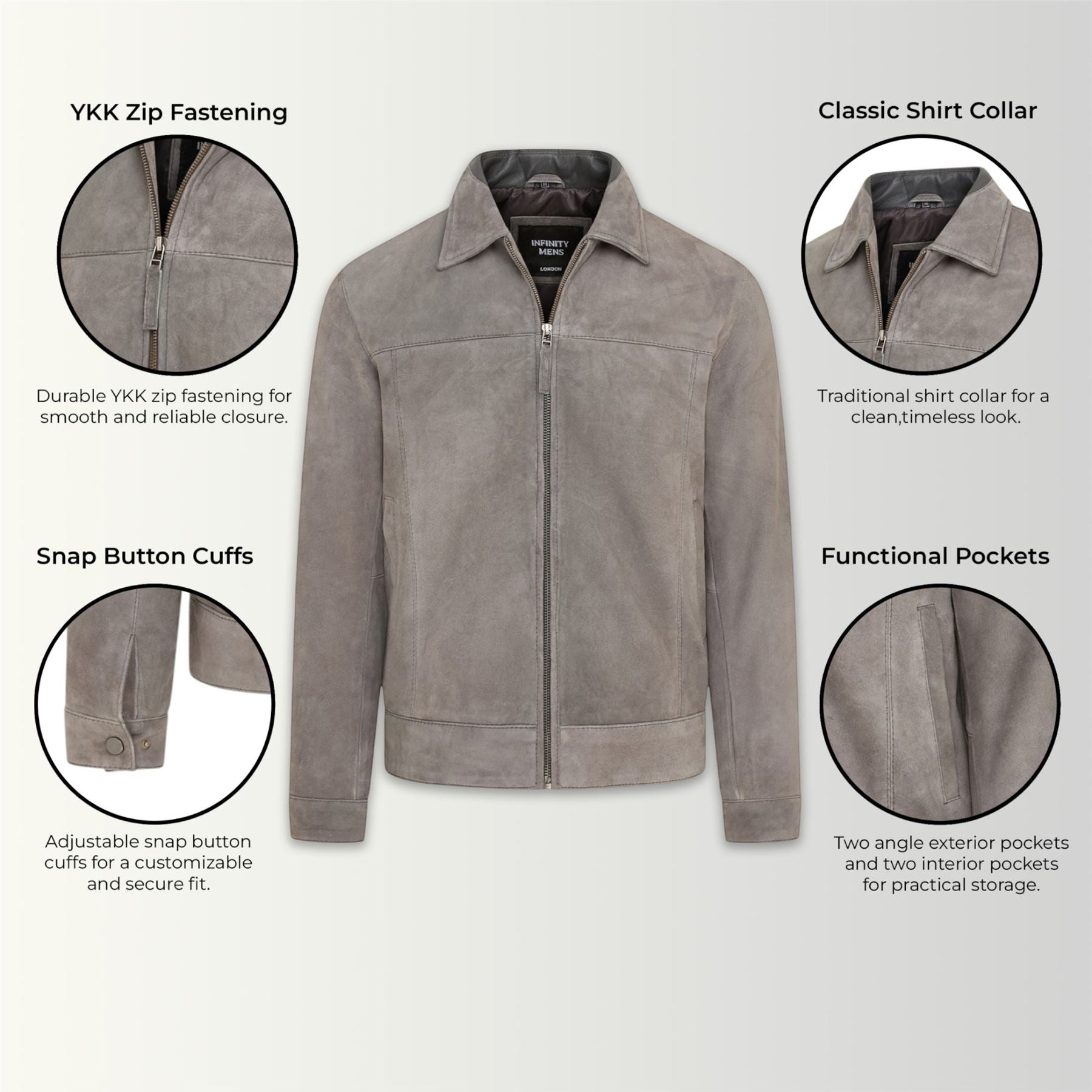 Mens Retro Classic Suede Leather Harrington Biker Jacket - Bryne - Image 14