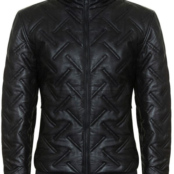 Mens Quilted Leather Bomber Jacket - Taunton