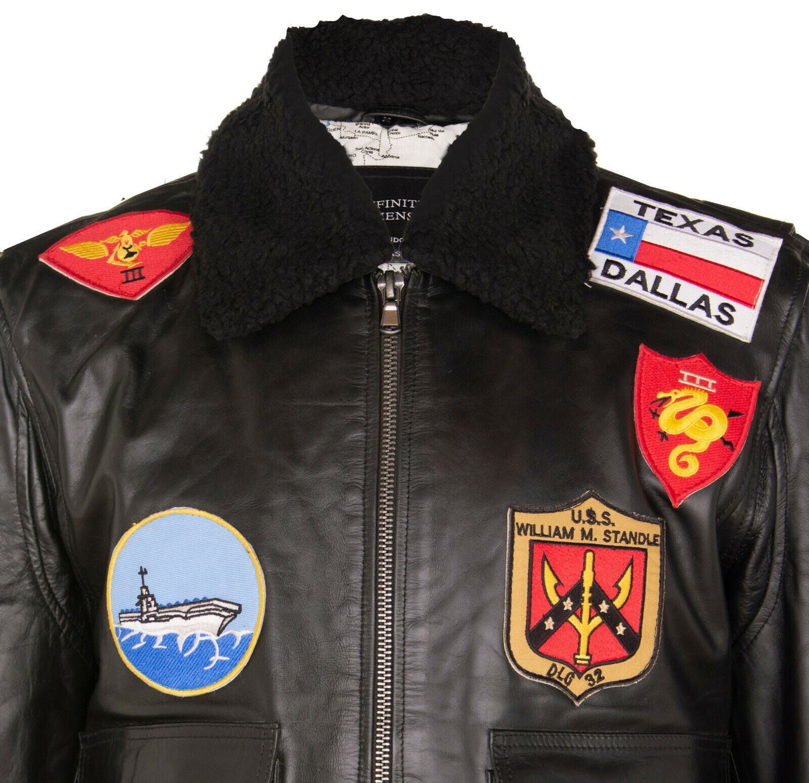 Mens A2 Top Gun Leather Bomber Jacket-Camborne - Image 12
