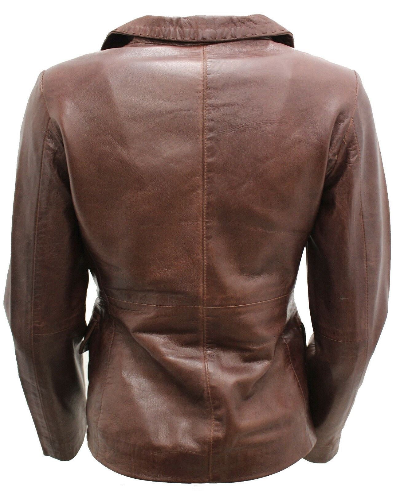 Womens 2 Button Leather Blazer Jacket-Newport - Image 4