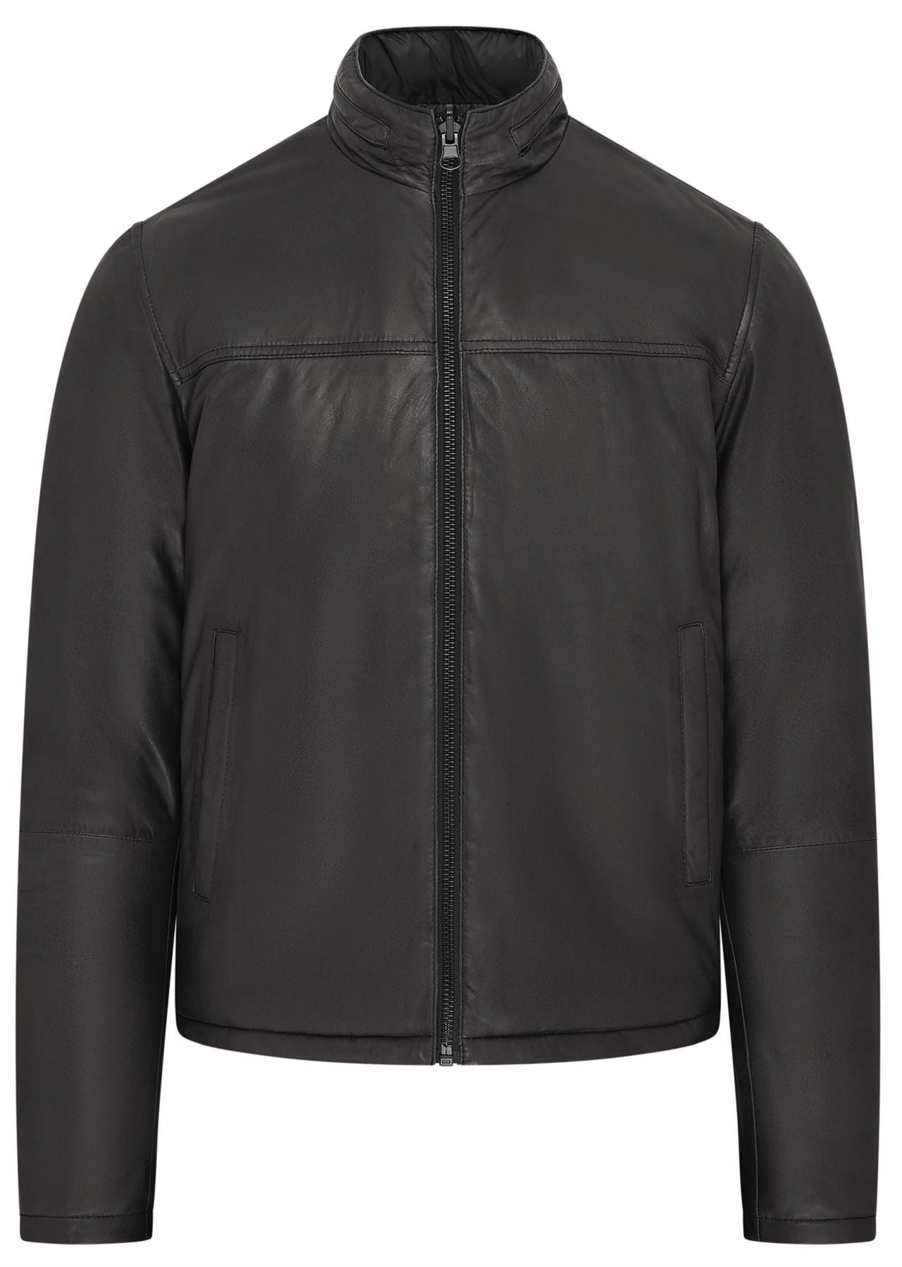 Mens Hooded Reversible Bomber Leather Jacket - Raufoss - Image 10