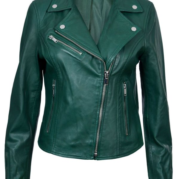 Womens Classic Leather Brando Biker Jacket-Loughton