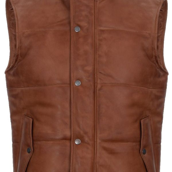 Mens Classic Leather Puffer Waistcoat-Gateshead