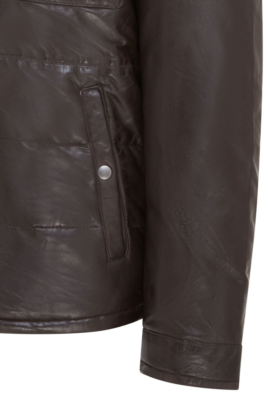 Mens Leather Puffer Quilted Jacket - Farsund - Image 5
