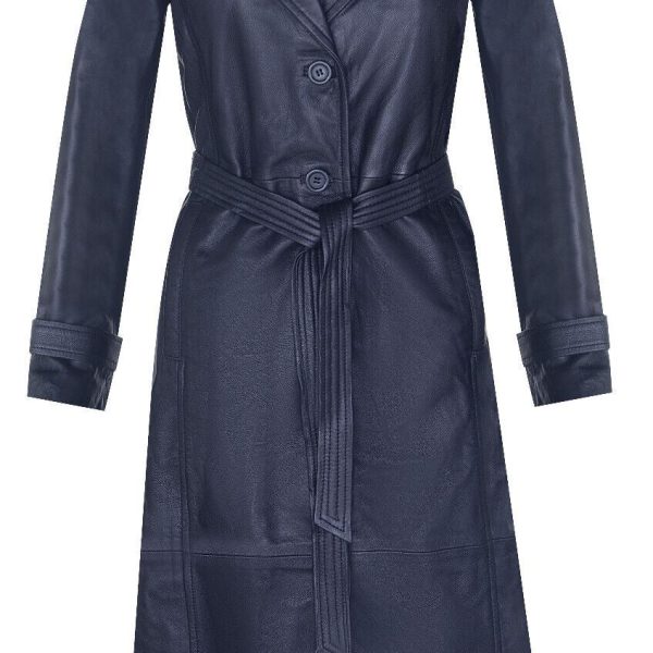 Womens Long Length Tie Belt Trench Coat-Ongar