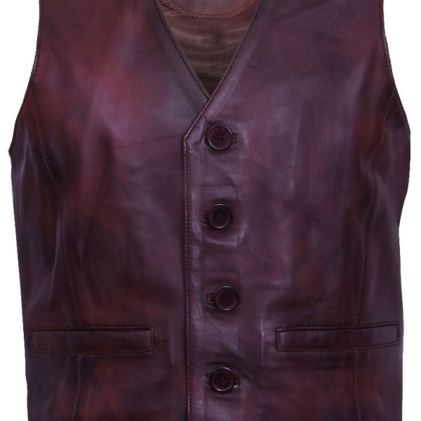 Mens Classic Leather Waistcoat-Grantham