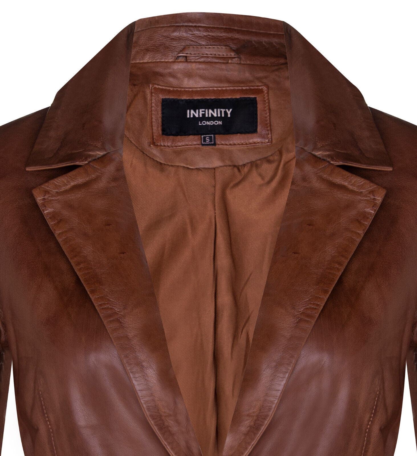 Womens One Button Leather Blazer Jacket-Newhaven - Image 8