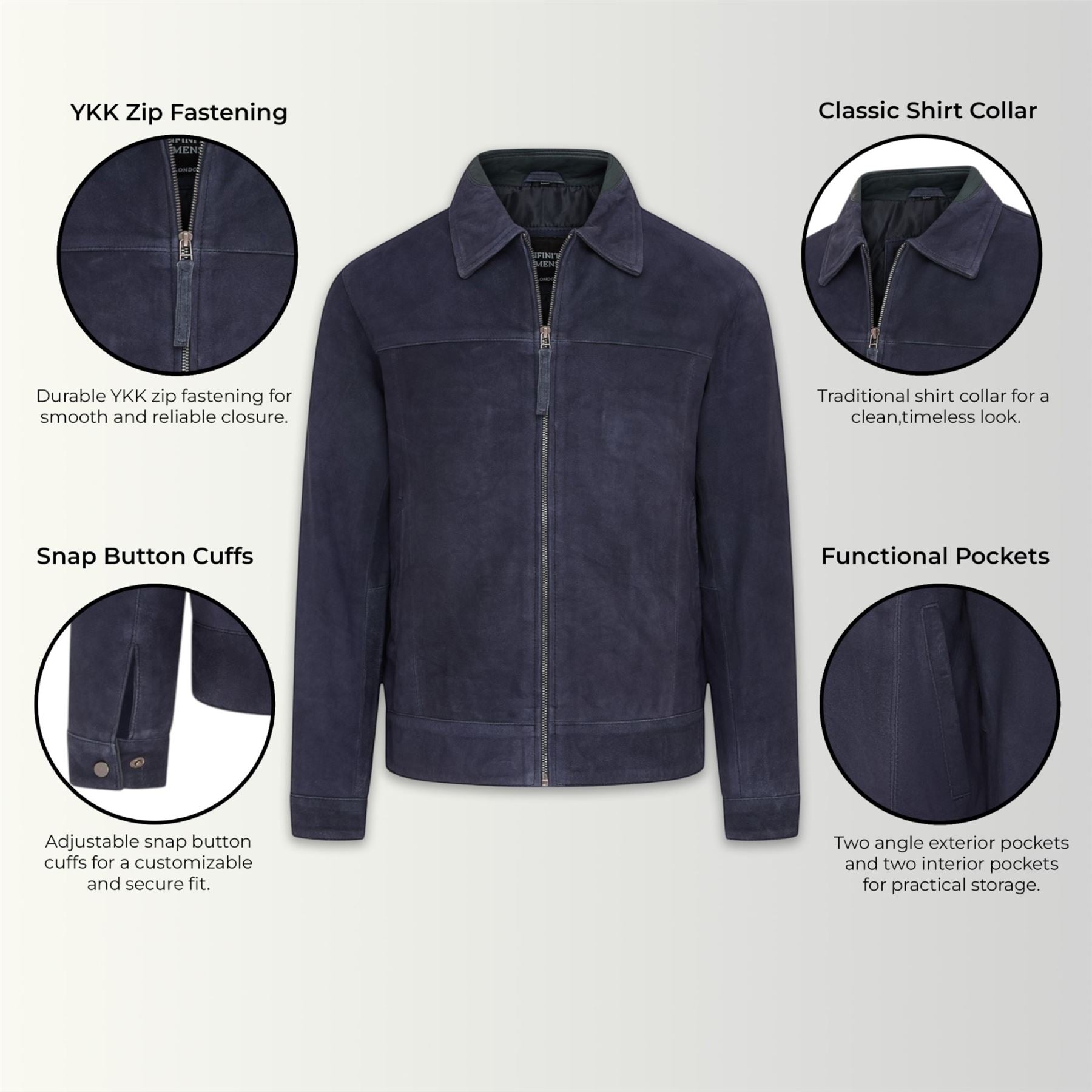 Mens Retro Classic Suede Leather Harrington Biker Jacket - Bryne - Image 21