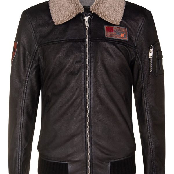 Mens Smart Leather Bomber Jacket-Crawley