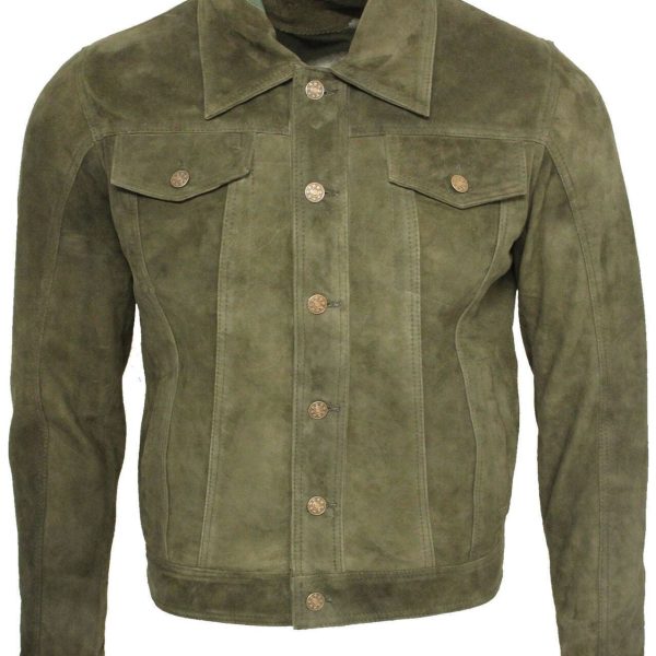 Mens Suede Leather Trucker Jacket-Dartmouth