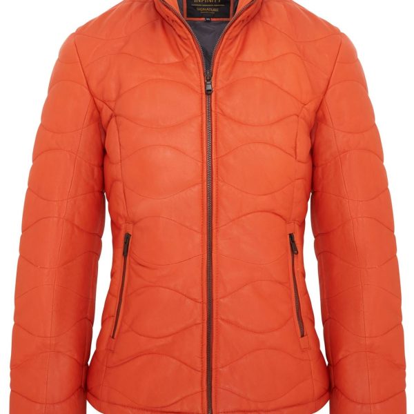 Womens Puffer Quilted Bomber Leather Jacket - Hamar