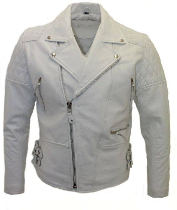 Mens Brando Cowhide Leather Biker Jacket-Stotfold
