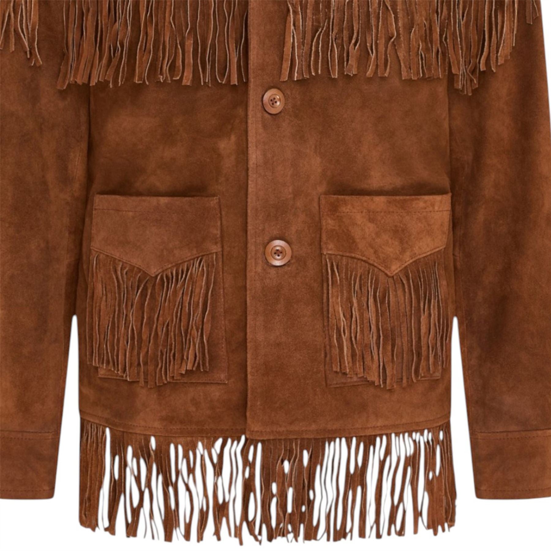 Men's Retro Cowboy Suede Leather Fringe Jacket - Western - Image 8