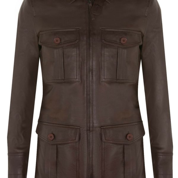 Mens Leather Safari Style Overcoat-Eastbourne
