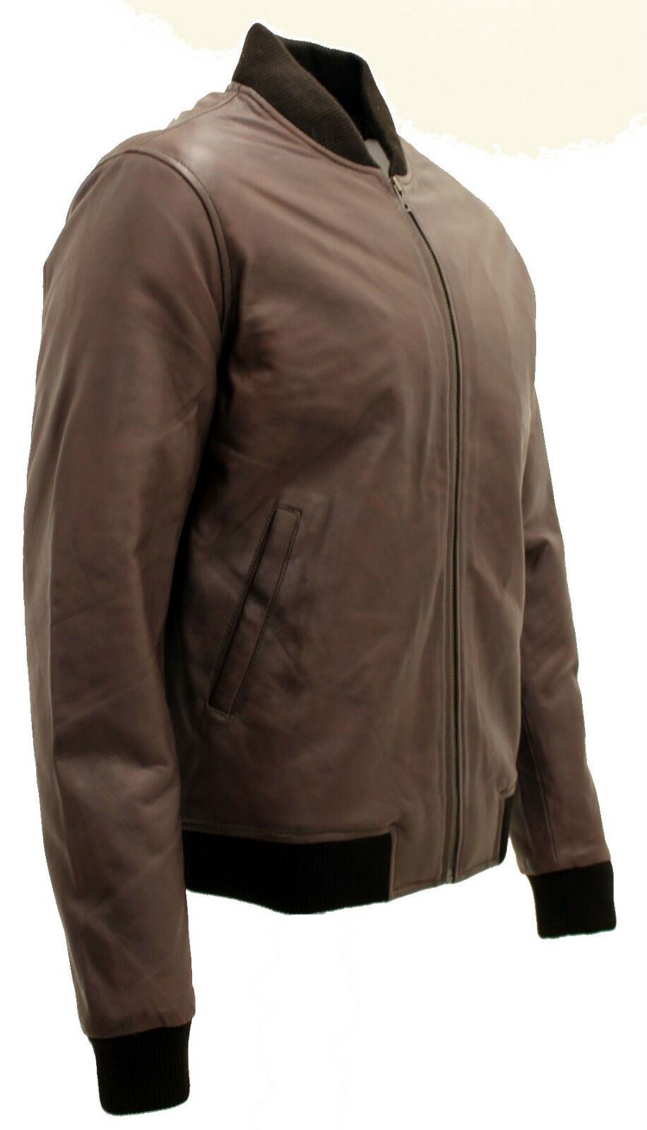 Mens Varsity Leather Bomber Jacket-Camelford - Image 8