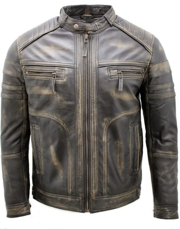 Mens Sohisticated Leather Biker Jacket-Southwold