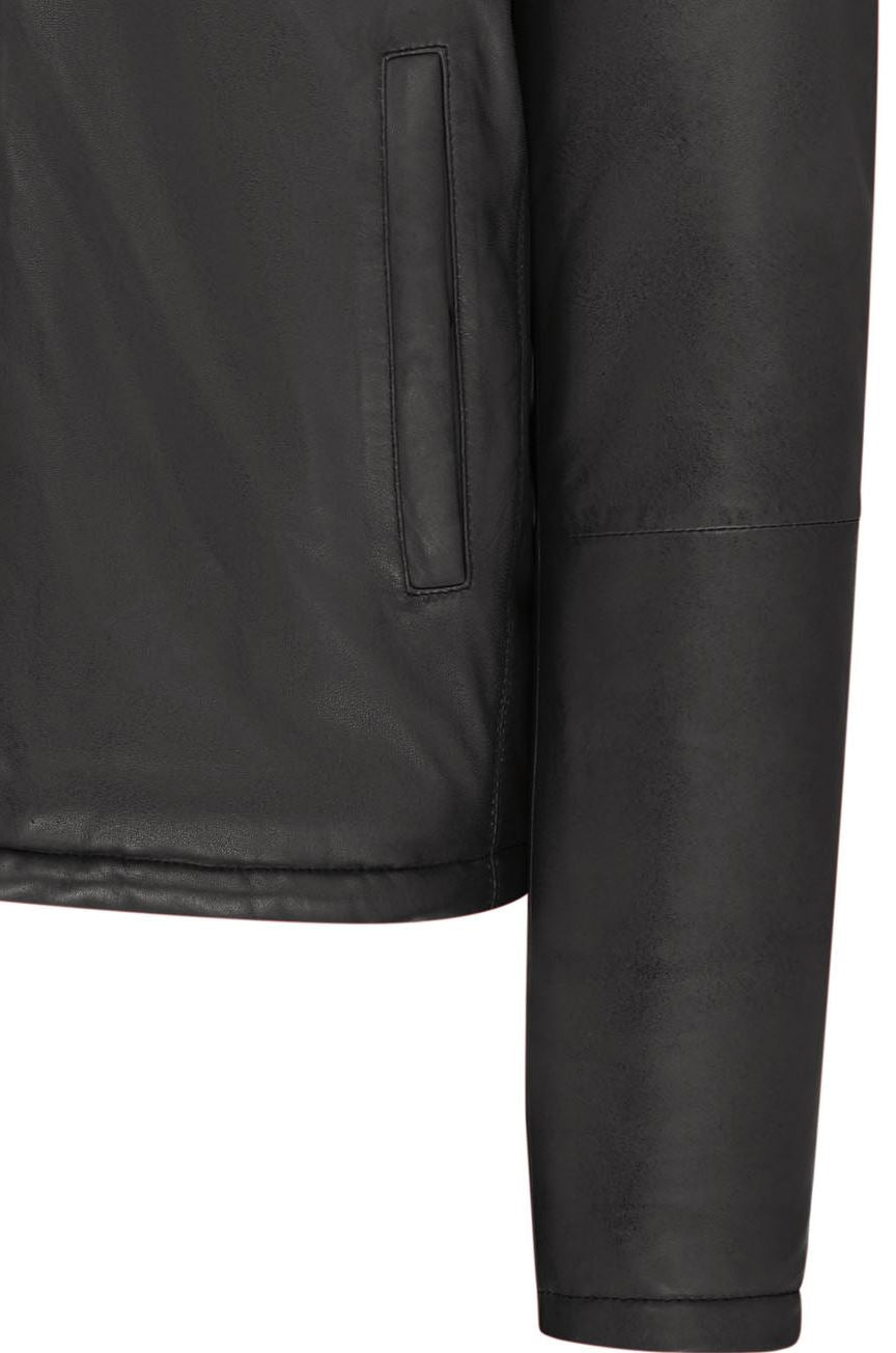Mens Hooded Reversible Bomber Leather Jacket - Raufoss - Image 18
