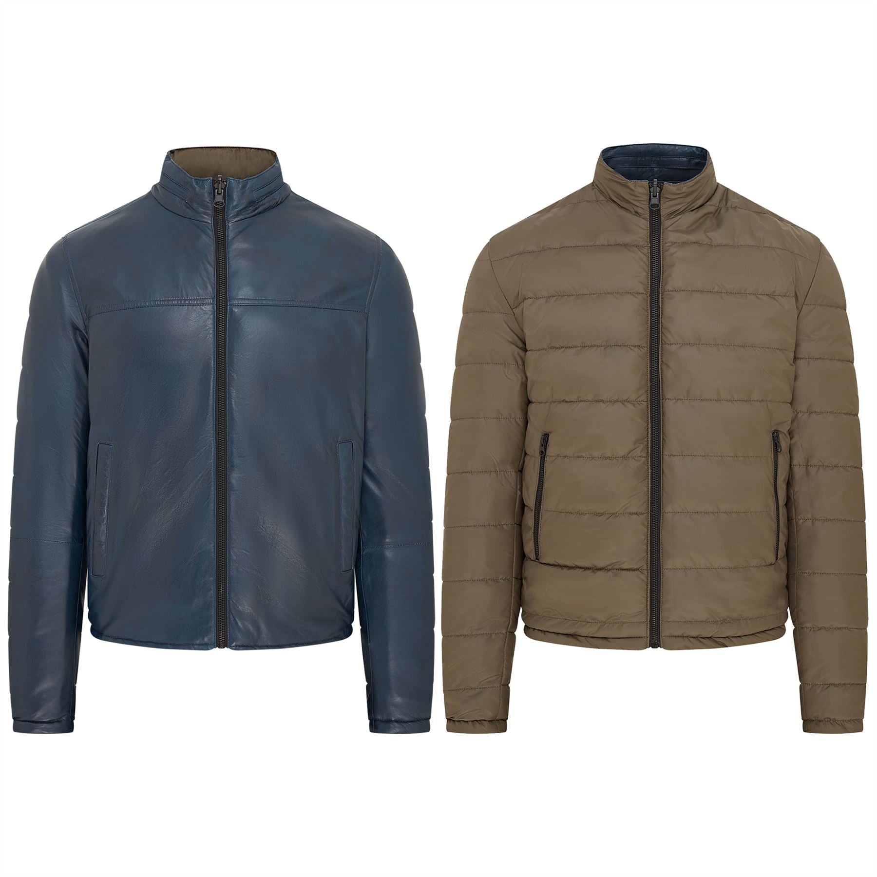 Mens Hooded Reversible Bomber Leather Jacket - Raufoss - Image 6